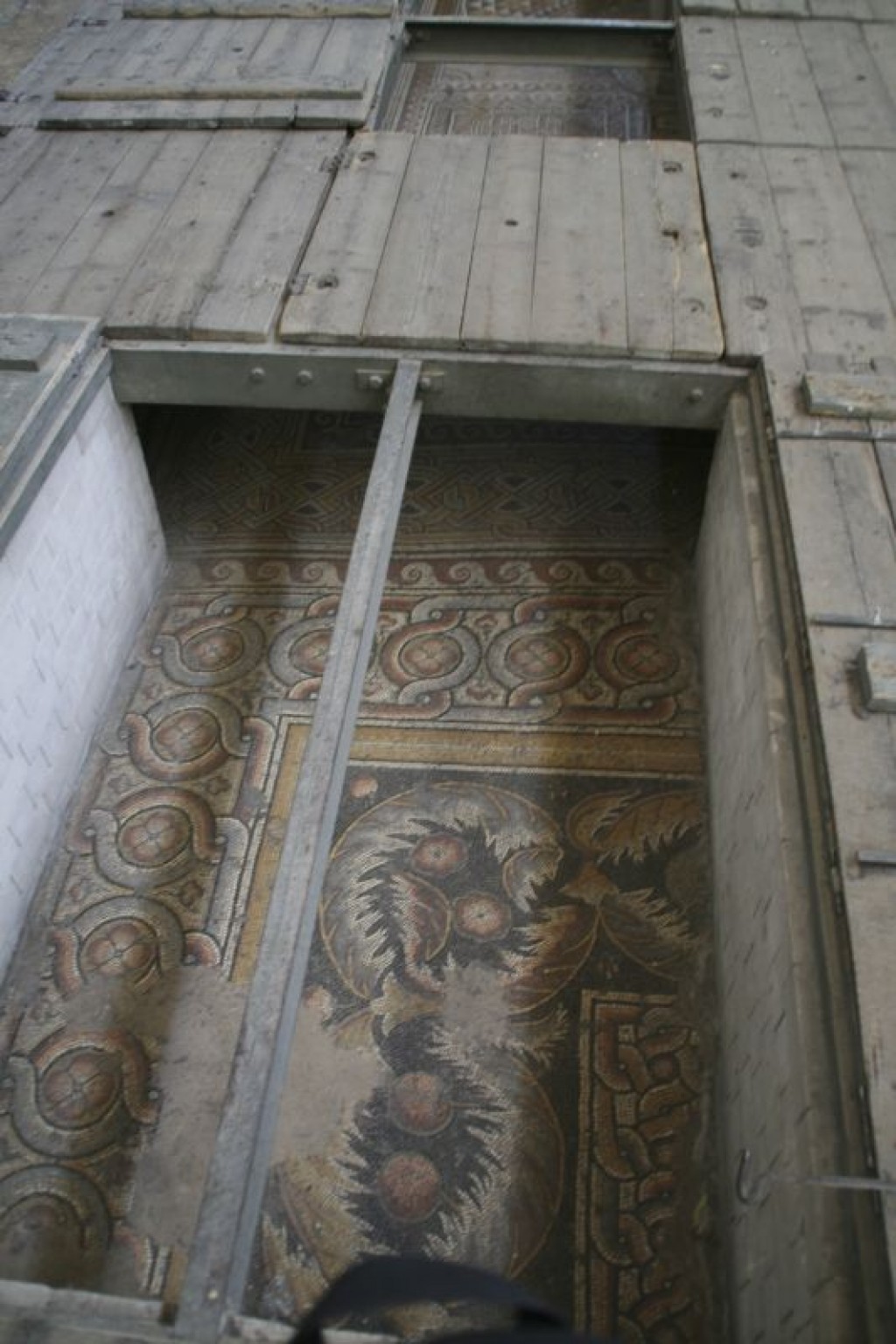 More of Constantine's 4th century mosaic floor rediscovered in 1934 in the Church of the Nativity (Basilica of the Nativity).